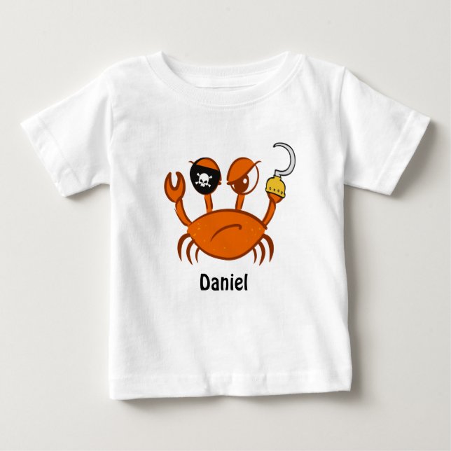 Cute Pirat Crab Personlig Födelsedagsfest Gifts T Shirt (Framsida)