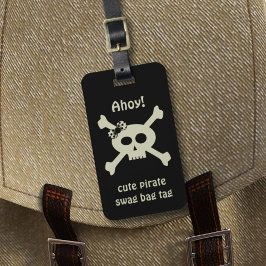 Cute Pirat Flagga Kids Black Luggage Tag Bagagebricka