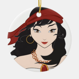 Cute Pirat Girl Julgransprydnad Keramik