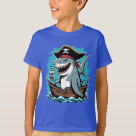 Cute pirat-haj på fartyg T-Shirt