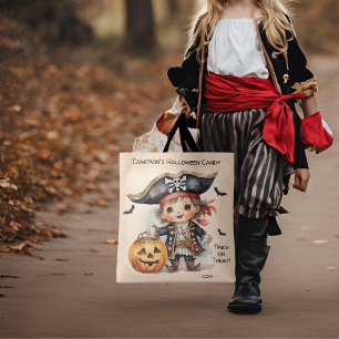 Cute Pirat Halloween Candy Bus eller godis Tygkasse