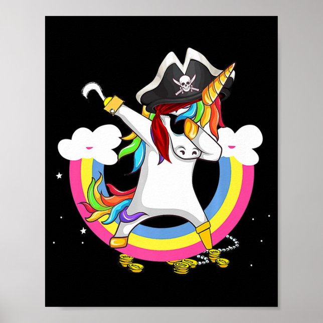 Cute Pirat Magic Unicorn Roligt Fantastisk Hallowe Poster (Framsidan)