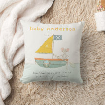 Cute Pirat Mouse Sailboat Kids Monogram Baby Stat