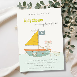 Cute Pirat Mouse Sailboat Shower Inbjudan