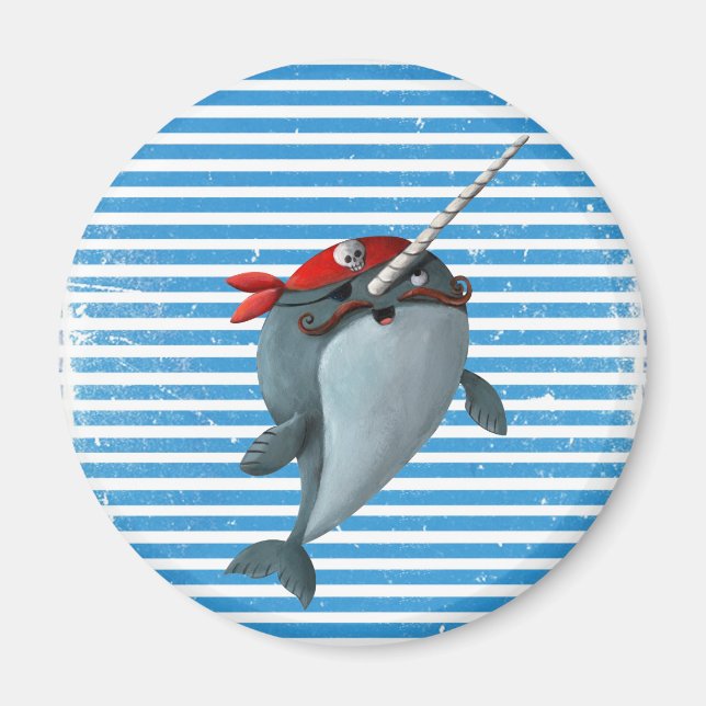 Cute Pirat Narwhal Magnet (Framsidan)