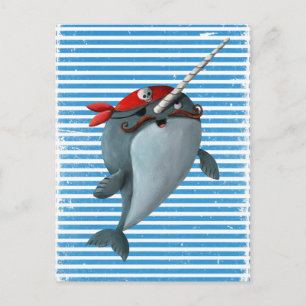 Cute Pirat Narwhal Vykort