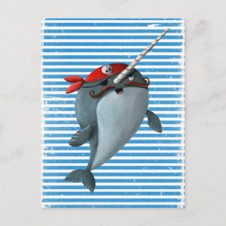Cute Pirat Narwhal Vykort