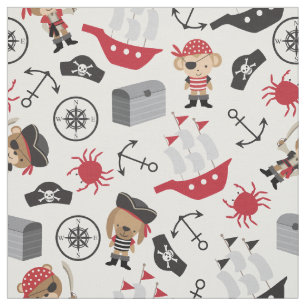 Cute Pirat och Nautical Mönster Tyg