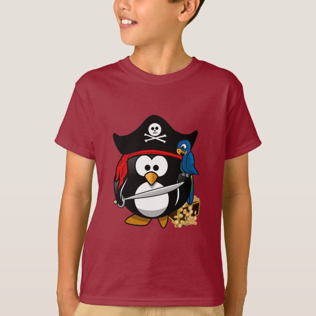 Cute Pirat Penguin T Shirt (Framsida)