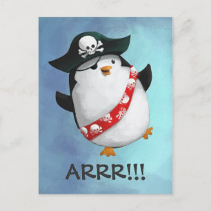 Cute Pirat Penguin Vykort