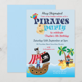 Cute Pirat Shipmates Boys Födelsedagsfest Inbjudningar