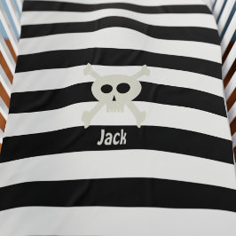 Cute Pirat Skull Crossbone Stripe Baby Blanket Bebisfilt