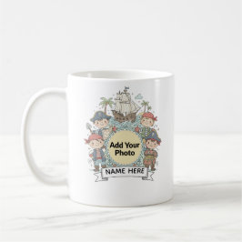 Cute Pirate Adventure Custom Photo  Name Kids Mug Kaffemugg