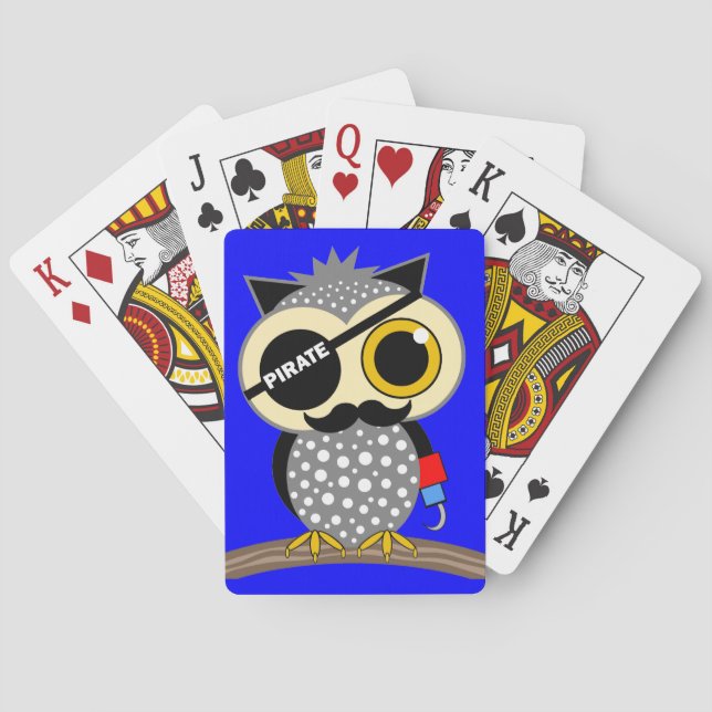 cute pirate owl spel kort (Baksidan)