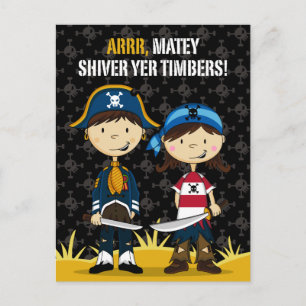 Cute Pirater-hälsningskort Vykort