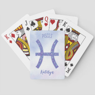 Cute Pisces Astrology-Lila för Personlig Casinokort