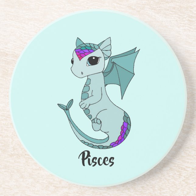 Cute Pisces Dragon-design - zodiaksandsten underlä Underlägg (Framsidan)