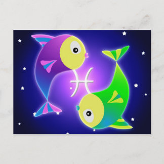 Cute Pisces Zodiac Vykort