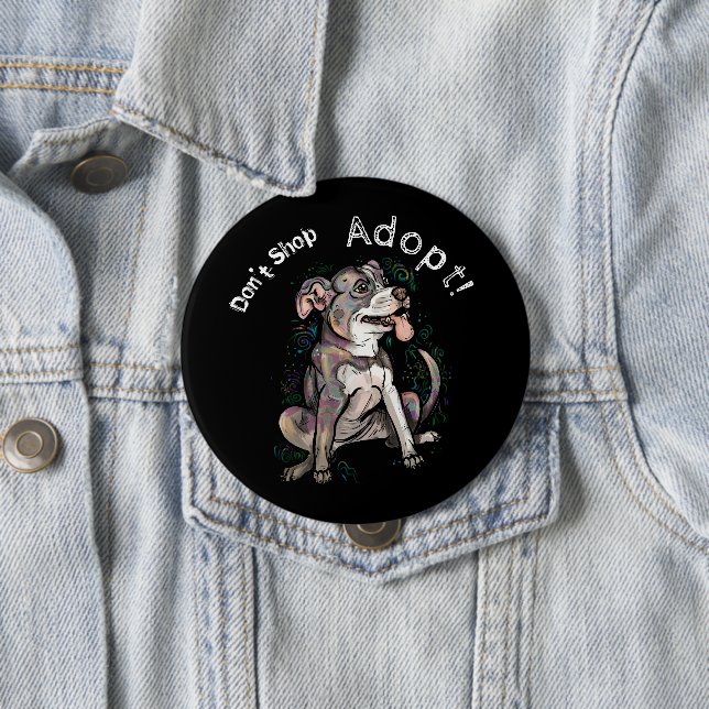 Cute Pit Bull "Adopt!, handla inte" Knapp (In Situ)