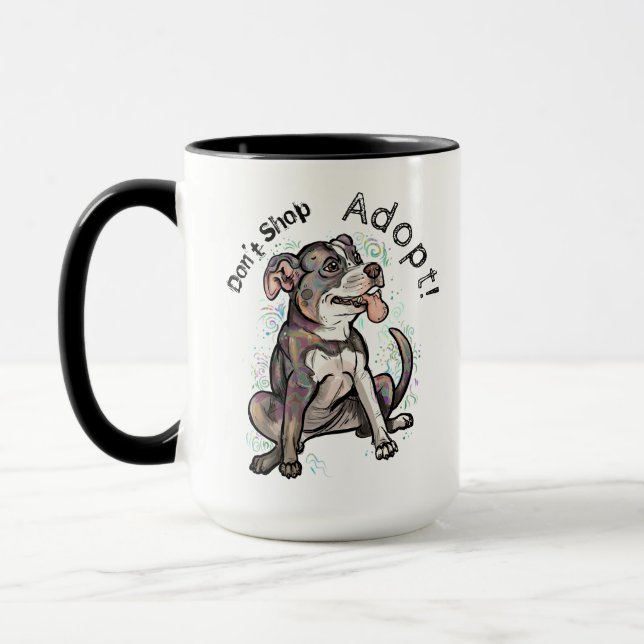 Cute Pit Bull "Adopt!, handla inte" Mugg (Vänster)