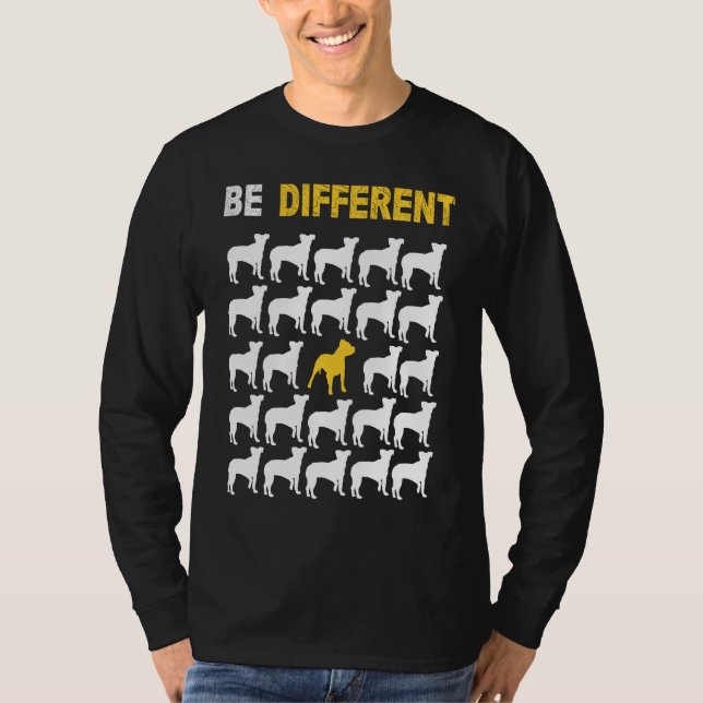 Cute Pit Bull Be Different Inspiration T Shirt (Framsida)