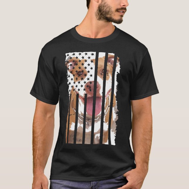 Cute Pit Bull Dog Bild Funny Puppy American US T Shirt (Framsida)