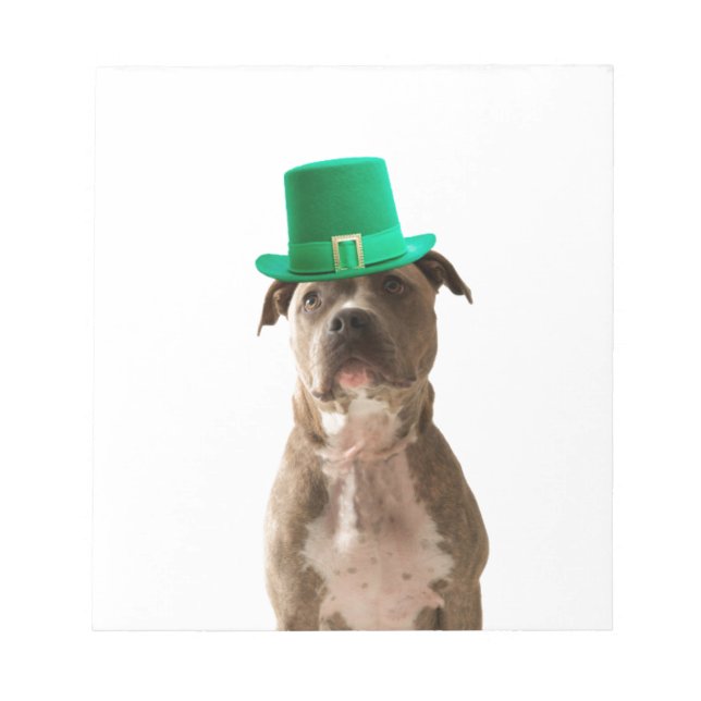 Cute Pit Bull Dog Hat St. Patrick's Day Anteckningsblock (Framsida)