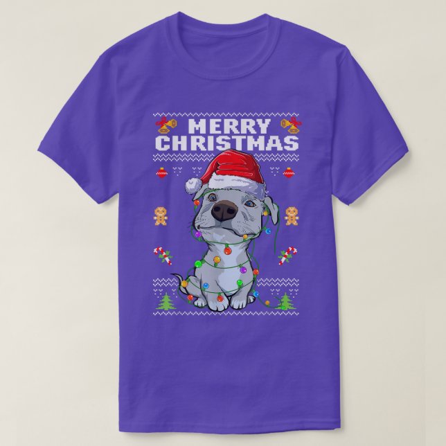 Cute Pit Bull Puppy God jul Ugly Sweater P T Shirt (Design framsida)