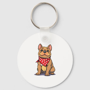 Cute Pitbull Bulldog med Bandana Rolig hund Älskar Nyckelring