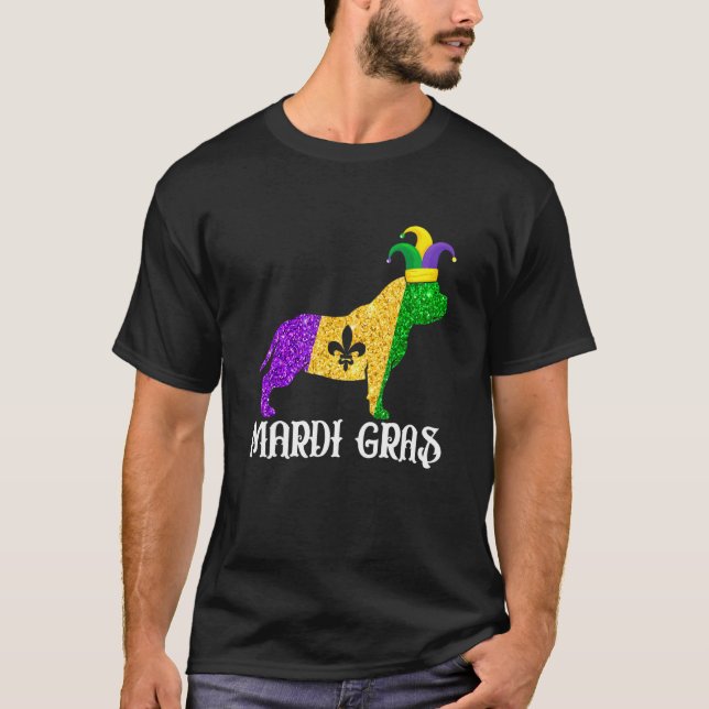 Cute Pitbull Dog Lover Mardi Gras Party Jester Mas T Shirt (Framsida)