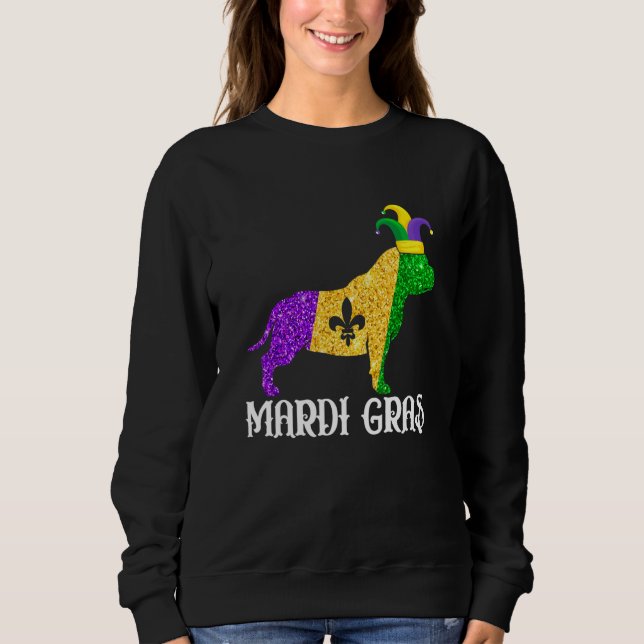 Cute Pitbull Dog Lover Mardi Gras Party Jester Mas T Shirt (Framsida)