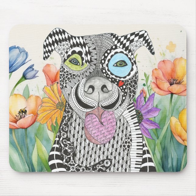 Cute Pitbull Hund Mousepad Musmatta (Framsidan)