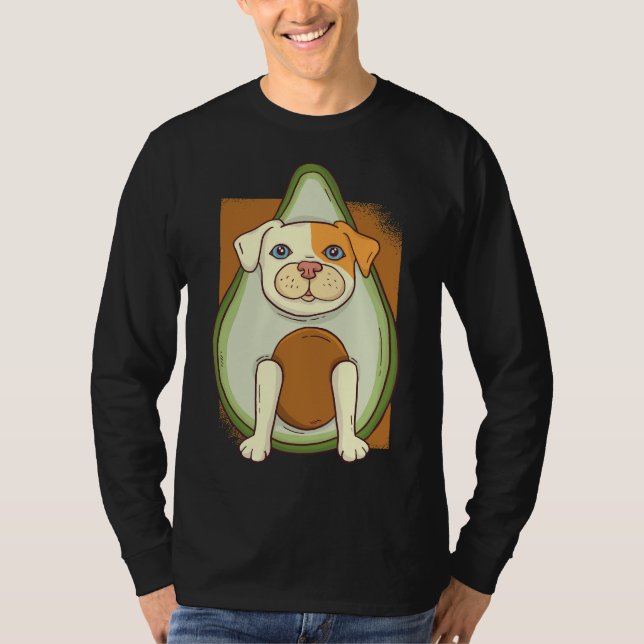 Cute Pitbull i Avocado Pitbull Älskare Avocado Kär T Shirt (Framsida)