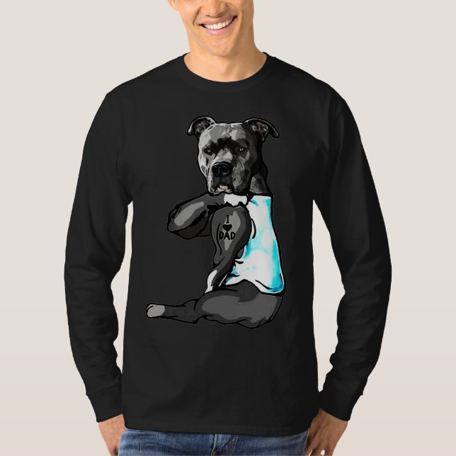Cute Pitbull i Kärlek Pappa T Shirt (Framsida)