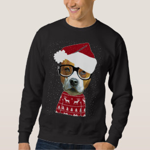 Cute Pitbull i Santa Hat Ugly God Julsötare M Lång Ärmad Tröja