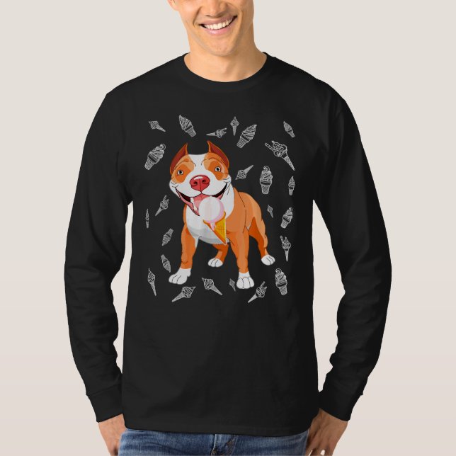 Cute Pitbull Ice Cream Älskare Funny Ice Cream Con T Shirt (Framsida)