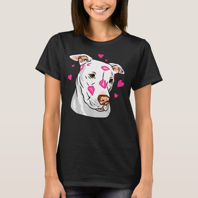 Cute Pitbull Kärlek och Hearts Funny Pit Bull T Shirt (Framsida)