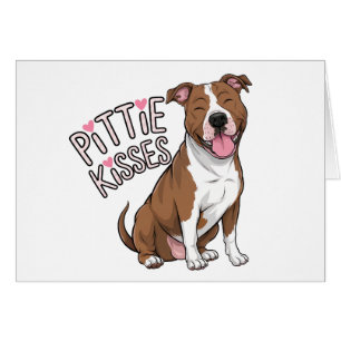 Cute Pitbull Kisses Hund Kärlek Pittie Bull Hälsningskort