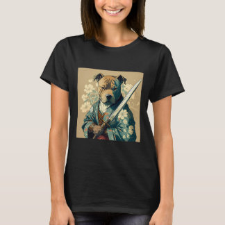 Cute pitbull med katana-bladserver t shirt