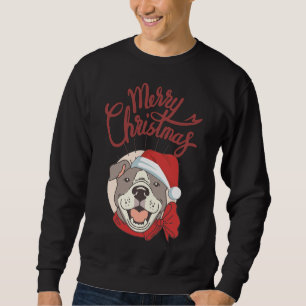 Cute Pitbull med rött band och tomat Merry C Lång Ärmad Tröja