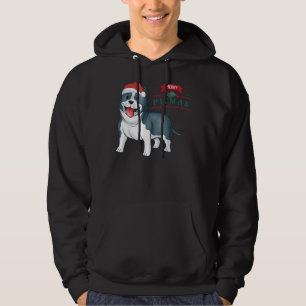 Cute Pitbull med Santa Hat Merry Pitmas Hoodie