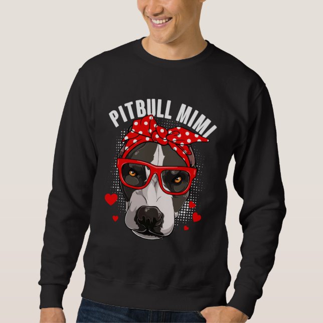Cute Pitbull Mimi Dog  Family Matching Mothers Day Lång Ärmad Tröja (Framsida)
