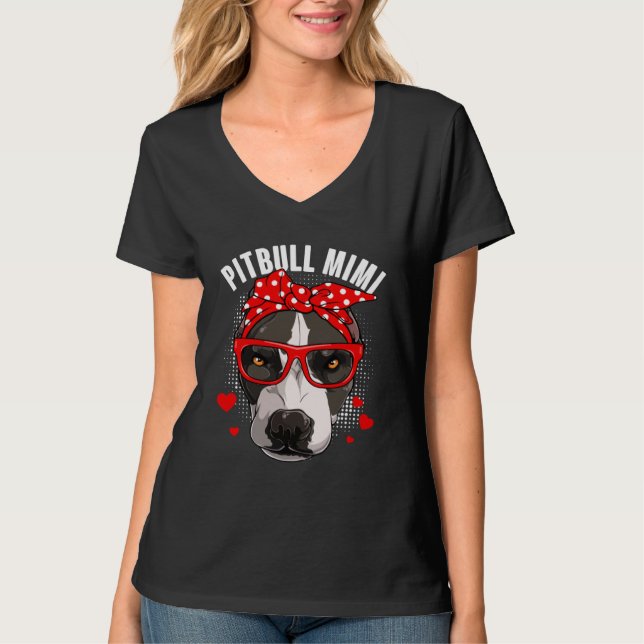 Cute Pitbull Mimi Dog  Family Matching Mothers Day T Shirt (Framsida)