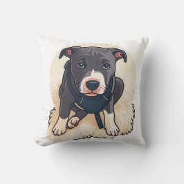 Cute Pitbull Puppy Dog Cartoon Design Kudde