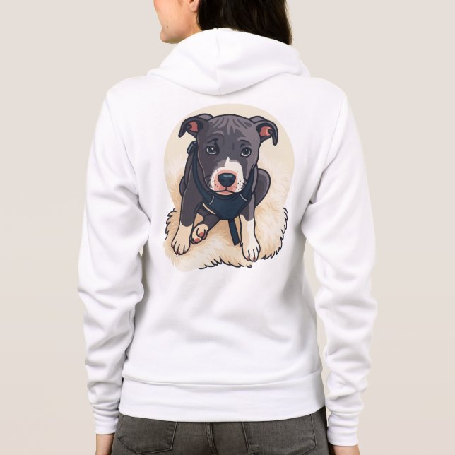 Cute Pitbull Puppy Dog Cartoon Design T Shirt (Baksida)