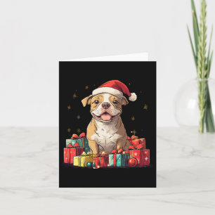 Cute Pitbull Santa Hat Funny jul Pittie Julafton Kort