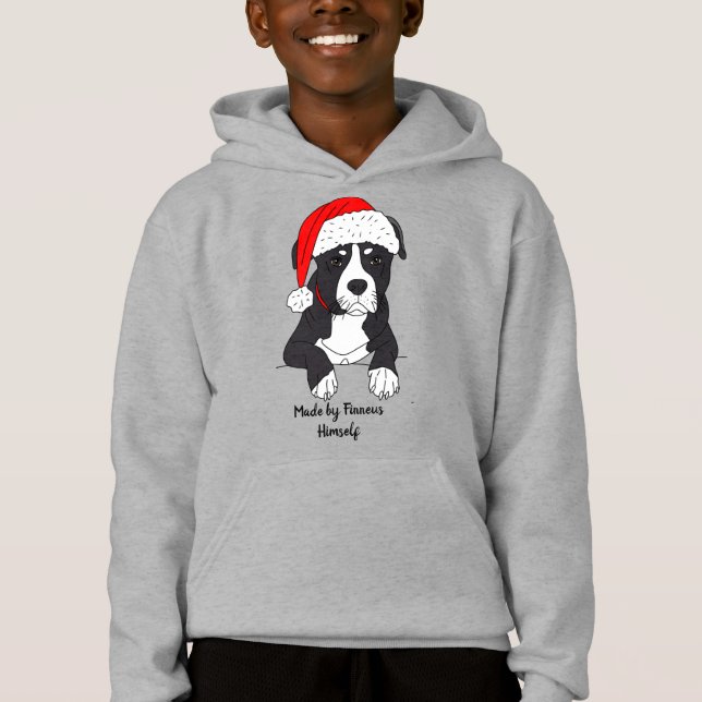 Cute Pitbull-Tecknaden med Santa Hat T Shirt (Framsida)