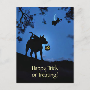 Cute Pitbull Vampire Costume Halloween Helg Vykort
