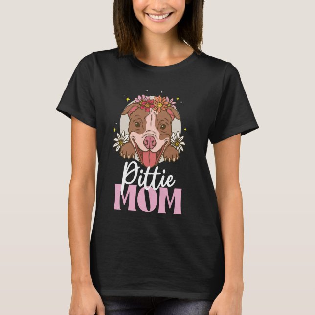 Cute Pittie Mamma Pitbull Mamma Hund Mamma Älskare T Shirt (Framsida)