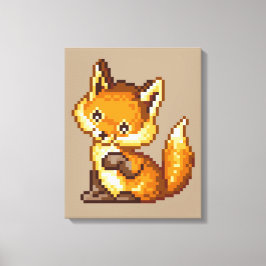Cute Pixel Art Fox Canvastryck